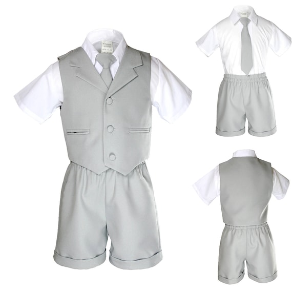 New Infant Boy /& Toddler Formal Vest shorts Suit New born to 4T Stone Khaki