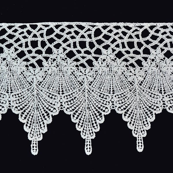 6 Inches Wide -- White Flower Guipure Floral Venise Lace Trim DIY Sewing Notions Supplies 23701A