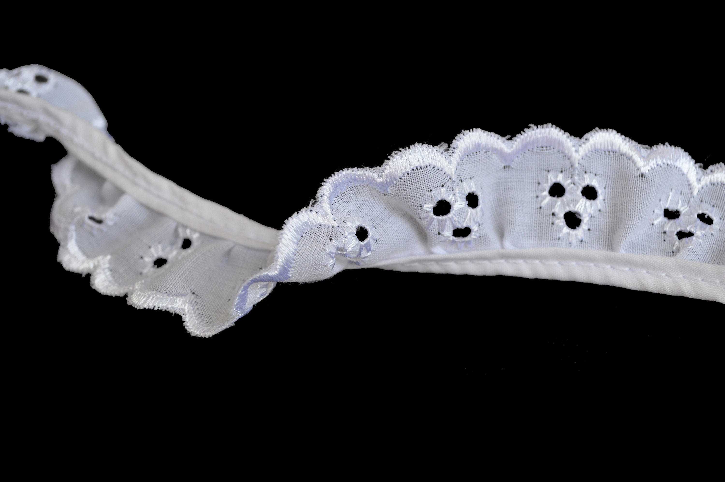 Cotton Eyelet Lace Trim - White 42mm