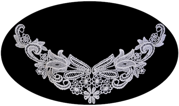 10/"x 10/" White Venice Embroidery Bodice Motif Applique sewing notions by Piece