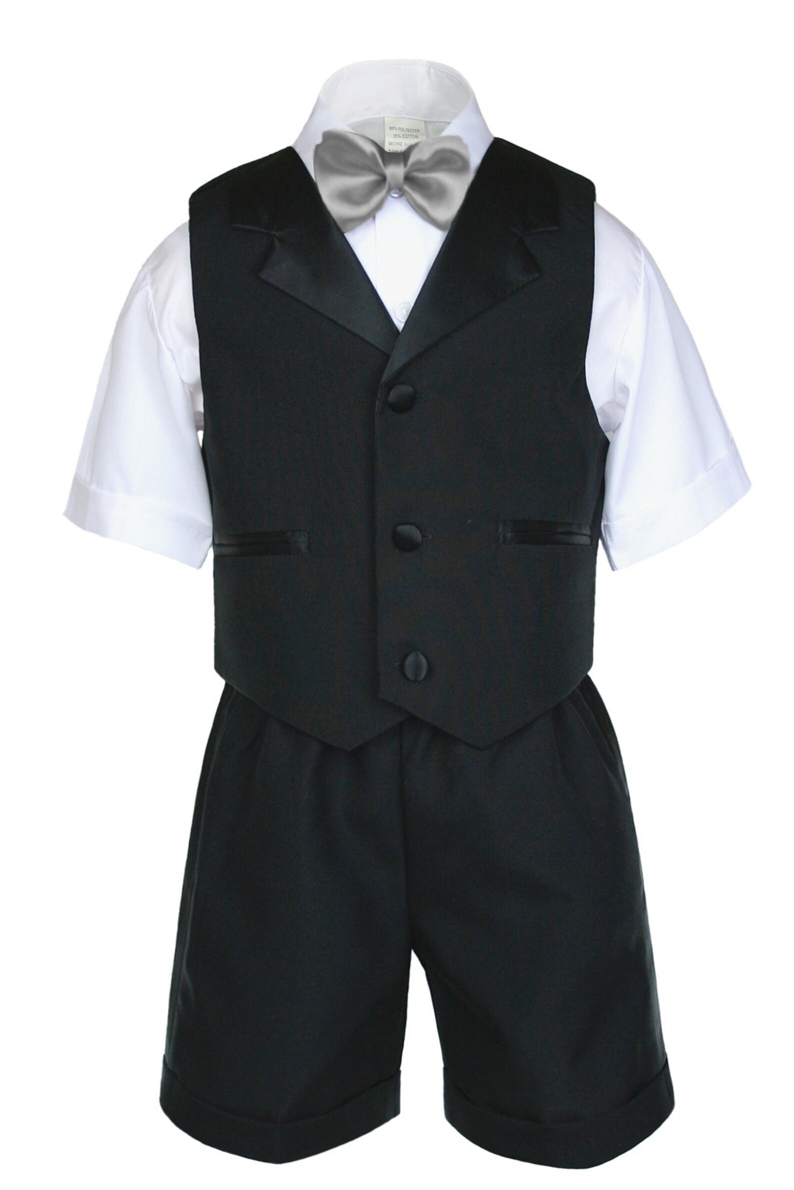 New Baby Boy Toddler BLACK Wedding Formal 5pc Satin Lapel Vest - Etsy ...