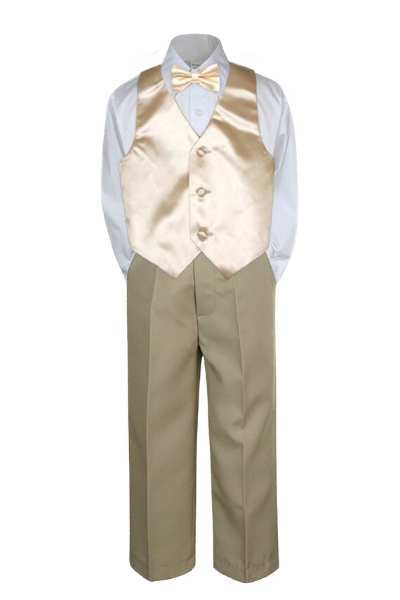 Champagne tuxedo vest and bow best sale tie