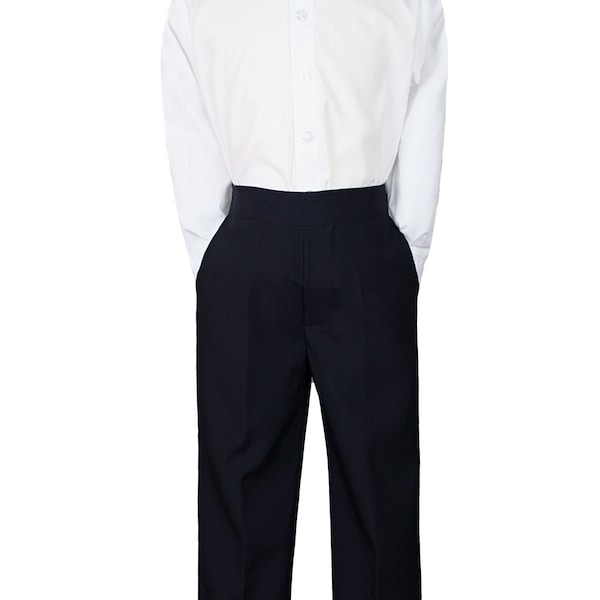 NEW BLACK or NAVY Pants for Baby Toddler Boy White button down dress Shirt for wedding formal occasion C1