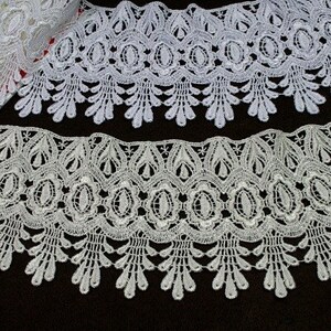 4" Wide -- White or Ivory Floral Guipure Trimming Venice Lace Trim Sewing Notions Supplies CX001