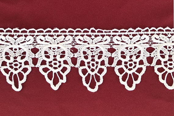10 Colors Floral Embroidered Scalloped Venise Guipure Applique Lace Trim Burgundy