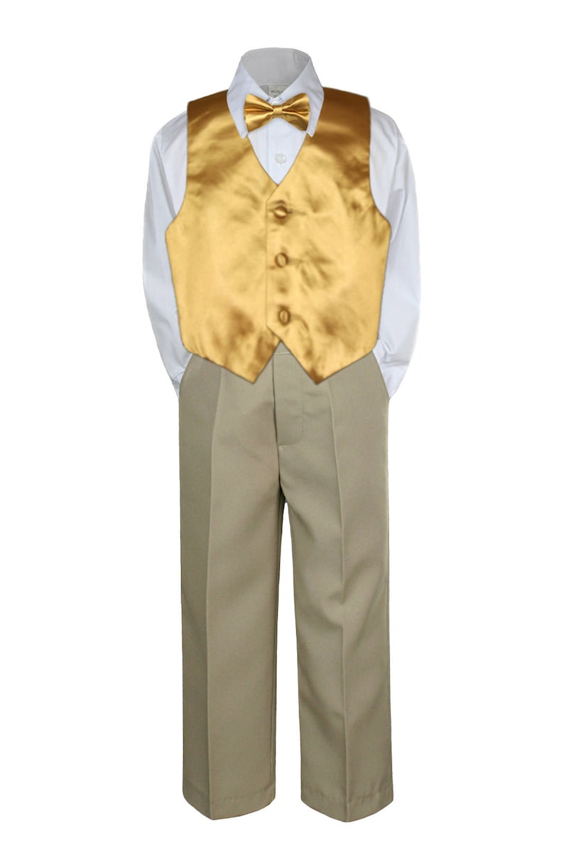 4pc GOLD Vest & Bow Tie Boy Baby Toddler Ring Bearer Wedding Etsy