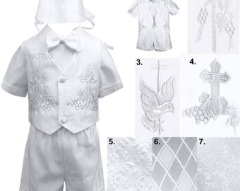 New Baby Toddler Boys 7 styles of WHITE Christening Baptism Wedding Ring Bearer Shorts Set Outfit