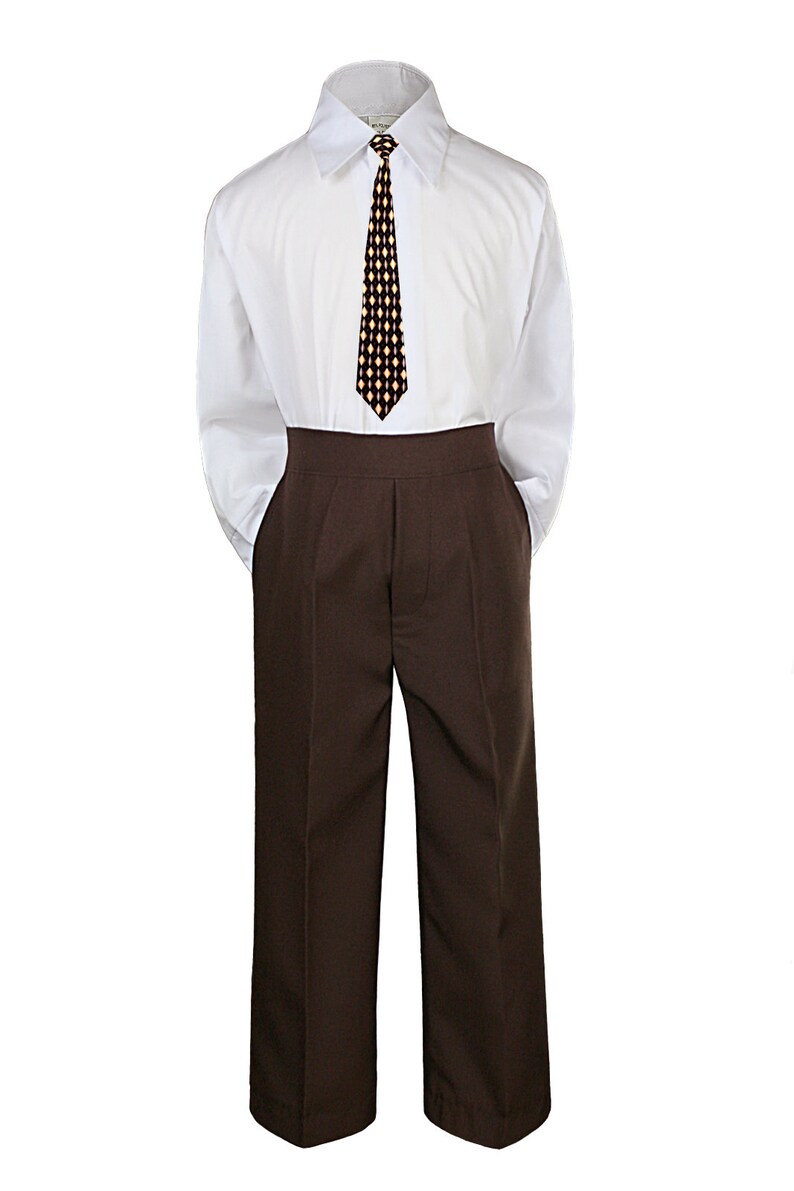 NEW 3 Piece Baby Toddler Boy White Shirt BROWN Pants Stylish Etsy