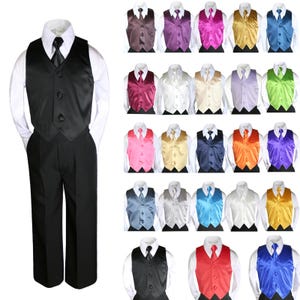 4pc  Baby Toddlers Boys BLACK PANTS 23 colors Selection Formal Vest Set Suit  C1+501