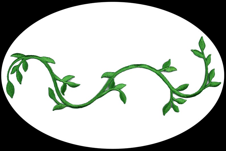 Green Embroidered Plant Stem Vine Patch Iron on Applique DIY Etsy