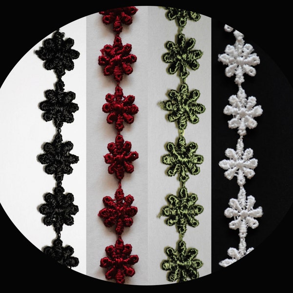 0.5" Wide -- Black Dark Sage Green Burgundy white Cuttable Daisy Flowers Guipure Floral Venice Lace Trim DIY Sewing Notions Supplies UB183