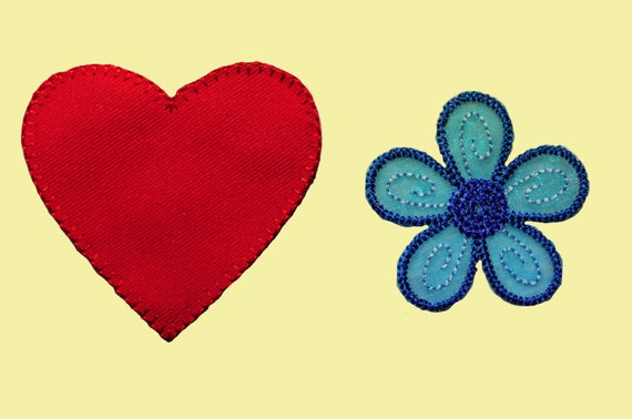 Blue Embroidered Organza Daisy Flower Sew On Floral Patch Applique DIY by Piece