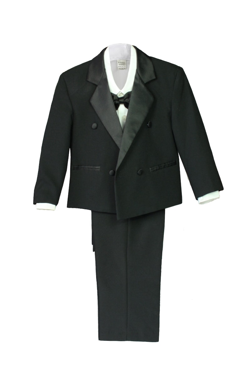 Black New Baby Boys Formal Baptism Wedding Ring Bearer Formal Occasion 5 pieces set Suit Tuxedo BY012