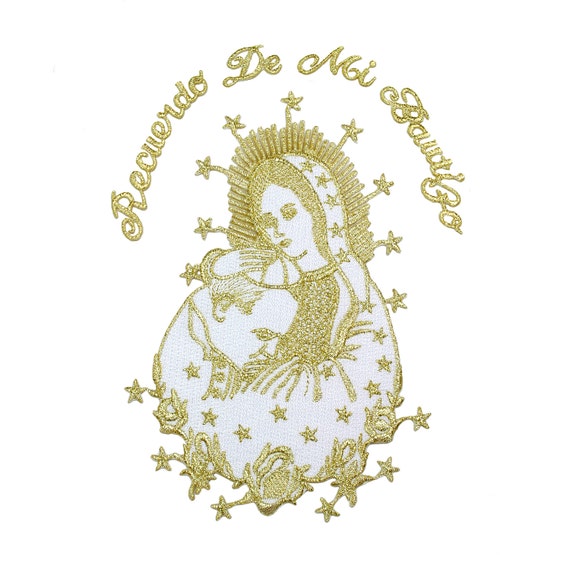 Metallic Embroidered Christening Baptism Stole Scarf Sash Virgin Mary Pope Maria