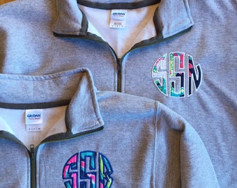 Monogrammed Quarter Zip Pullover Lilly Fabric Special Offer Blowout Price