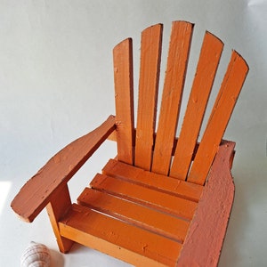 Vintage Wooden Miniature Orange Adirondack Beach Chair
