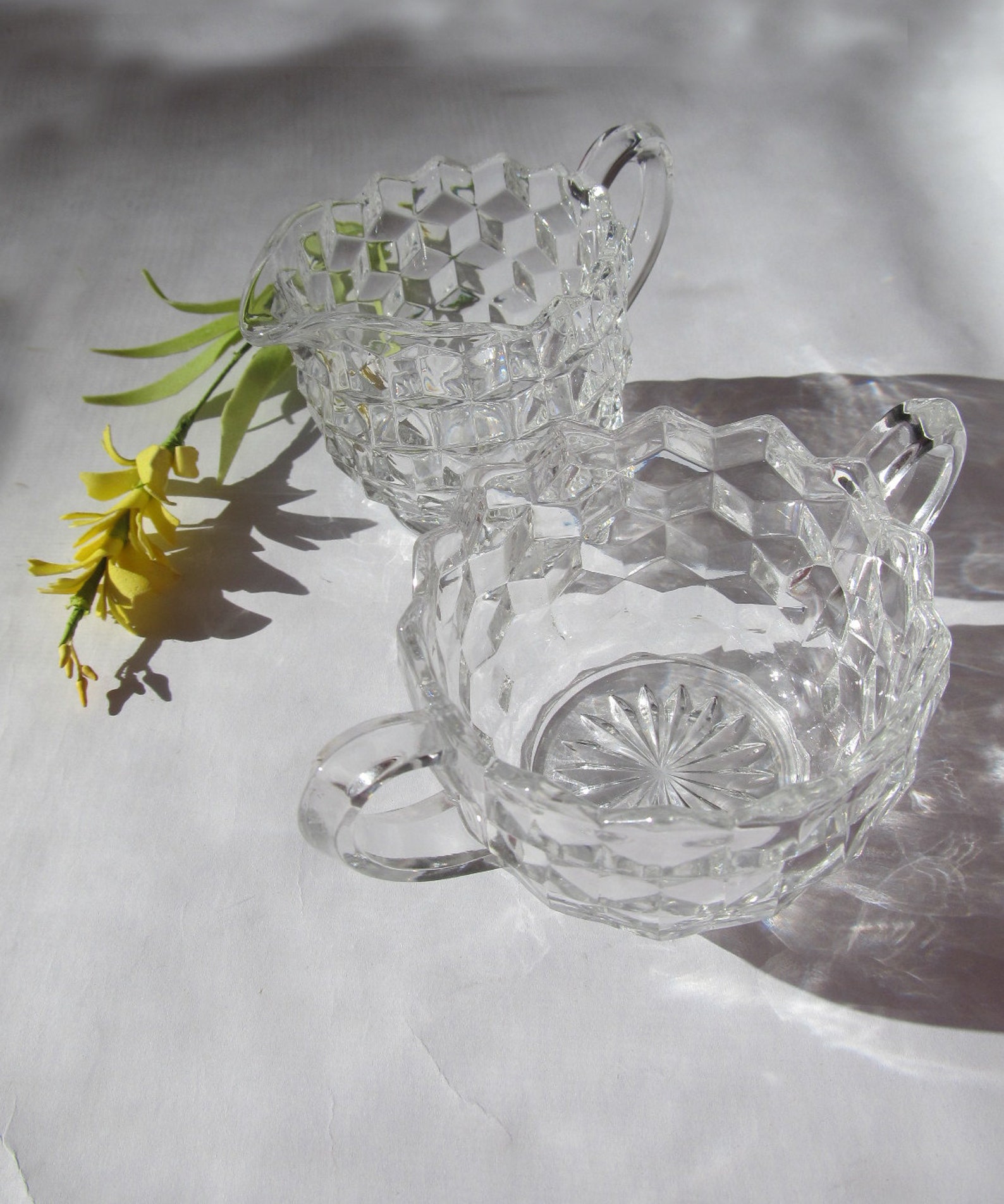 Fostoria American Cream and Sugar Bowl Set Etsy