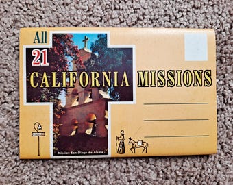 Vintage All 21 California Missions Accordion Post Card Folder