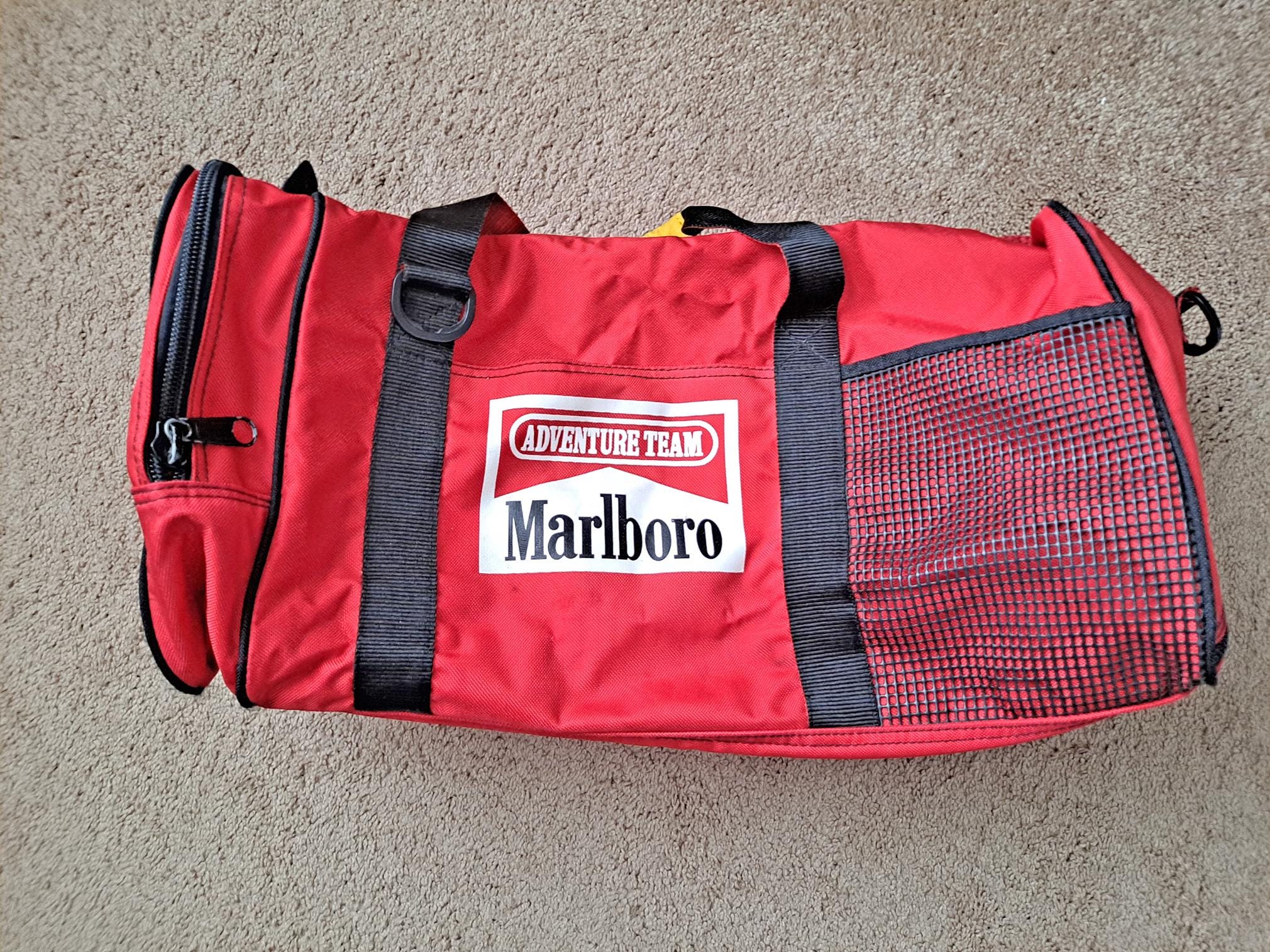 Vintage 90s Marlboro Adventure Team Red Duffle Bag - Etsy