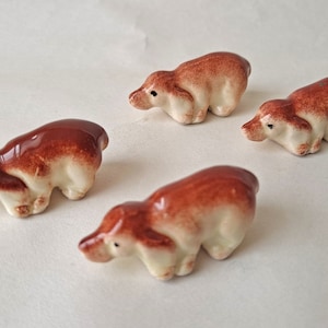 Vintage Miniature Brown Dachshund Dogs Set of Four