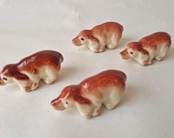 Vintage Miniature Brown Dachshund Dogs Set of Four
