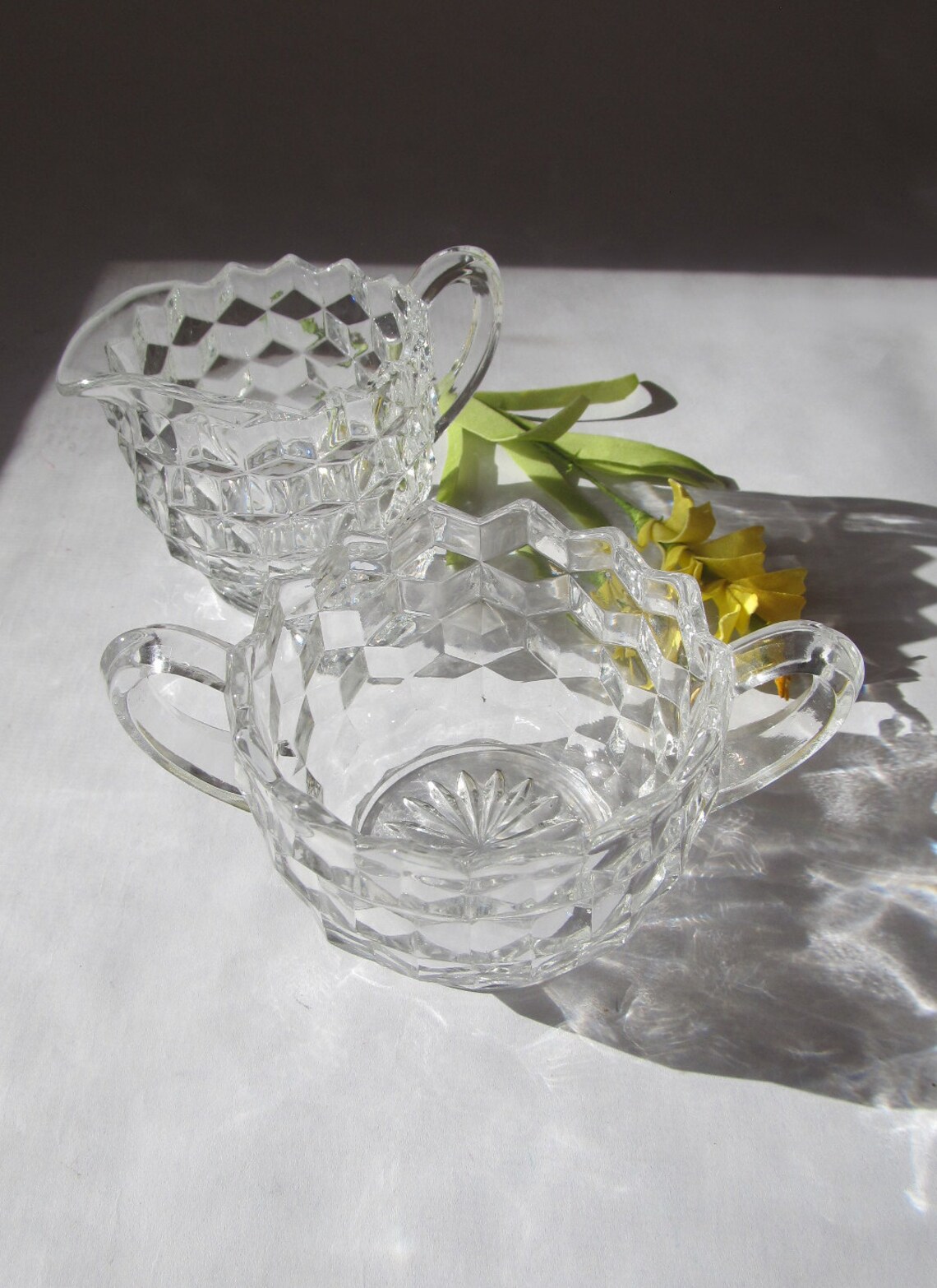 Fostoria American Cream and Sugar Bowl Set Etsy