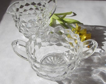 Fostoria American Cream and Sugar Bowl Set