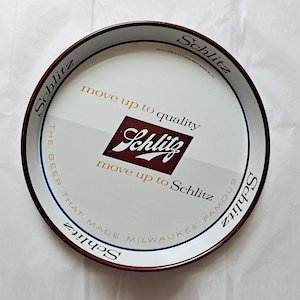 1958 Vintage Schlitz Beer Round Metal Serving Tray