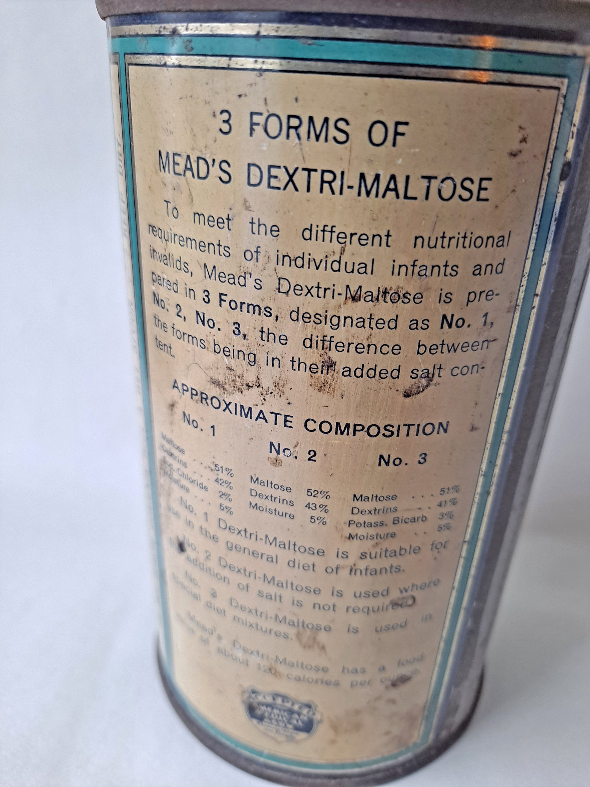Vintage 1940s Mead Johnson & Company 3 Infant Formula Dextri-maltose ...
