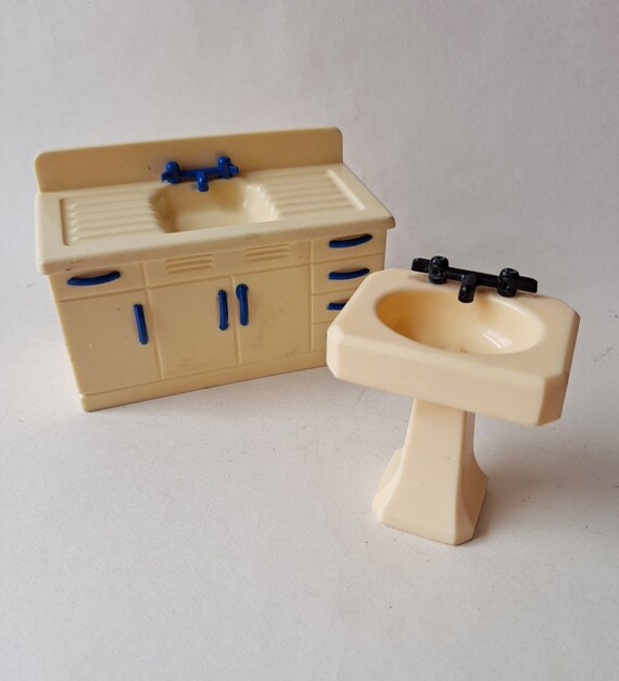 RELIABLE 40s Vintage Doll's House Furniture Kitchen Sink and Bathroom Sink