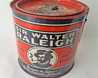 sir williams tobacco Vintage Sir Walter Raleigh Smoking Tobacco Tin Brown & Williamson USA EMPTY  TIN