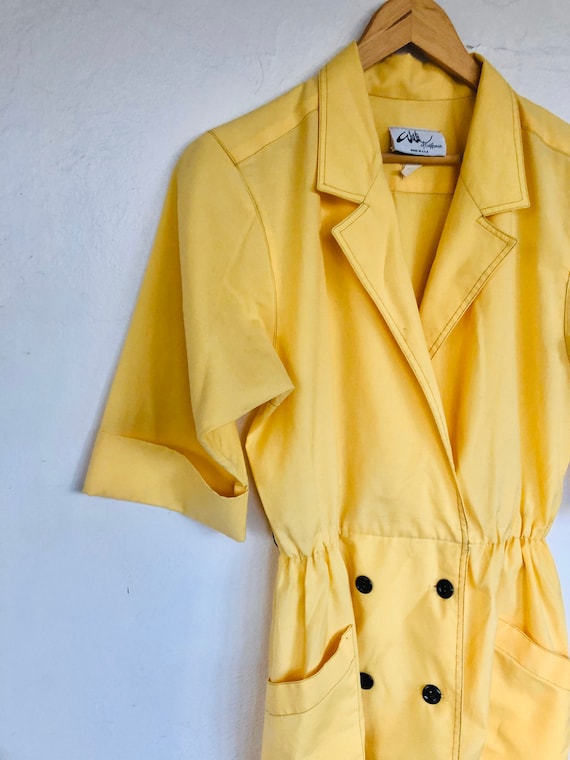 Vtg Plus Size Dress//Yellow Vintage Dress//Plus Si
