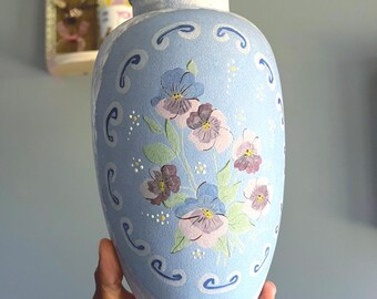 Vintage Handpainted Floral Vase, Cottagecore Ceramic Decor