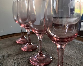Vintage Wine Glassware//Vintage Tulip Glasses//Pink Glassware//Wine Glasses