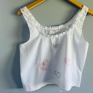 vintage embroidered blouse//upcycled cotton top//vintage embroidered top//size Large vintage top