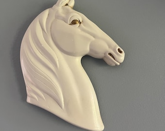 Vintage Carved Wood Horse Head Wall Decor, Equestrian Style