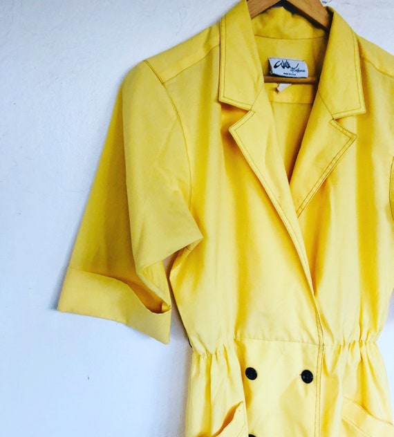 Vtg Plus Size Dress//Yellow Vintage Dress//Plus Si