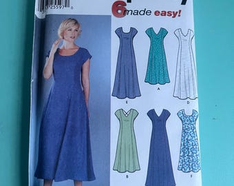 Vintage Midi Dress Pattern: Uncut Y2K Style, Sizes 8-14, Simplicity Pattern