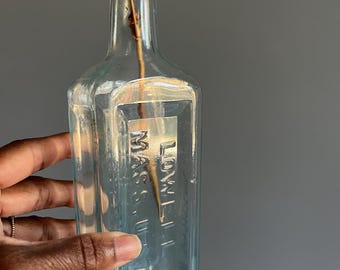 Antique Ayer’s Sarsaparilla Bottle, Lowell Mass Aqua Glass