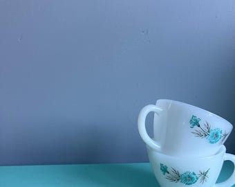 Vintage Fire King Coffee Cup, Floral Cottagecore Tea Mug