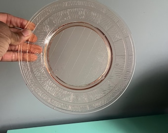 Vintage Depression Era Plates//Vintage Pink Glass Plates//MCM Colorful Plates