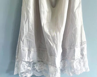 Vintage Champagne Lace Trim Half Slip - BodyLites, Made in USA