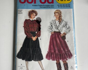 Vintage Uncut BURDA brand Skirt Sewing Pattern//Western Folk Skirt Sewing Pattern
