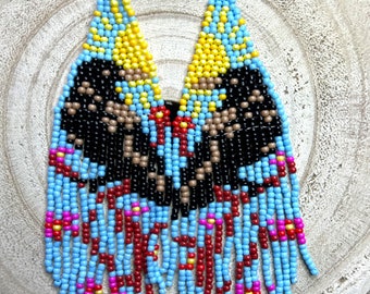 5 Variations/Raven Beaded Fringe Earrings/Native American Raven Earrings//Black Crow Earrings//925 Sterling Silver Hooks
