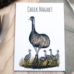 Chick Magnet - Cartão de felicitações de emu - Cartão de aniversário - Novo pai - Dia dos pais - Cartão para qualquer ocasião