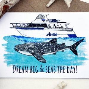Dream Big and Seas the day - walvishaai-wenskaart - afstudeerkaart - inspirerende kaart - mijlpaalkaart - elke gelegenheid