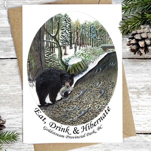 Carte Mangez, buvez et hibernez - Carte de Noël - Carte pour les fêtes