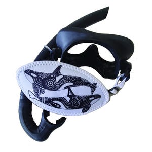 DIVING MASK STRAP - Orca Scuba mask strap - snorkelling mask strap - neoprene mask - Killer whale strap - freediving