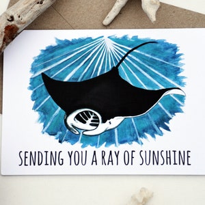 Schickt dir einen Sonnenstrahl Manta Ray Karte - Geburtstagskarte - Muttertagskarte - Freundschaftskarte - Jede Anlasskarte