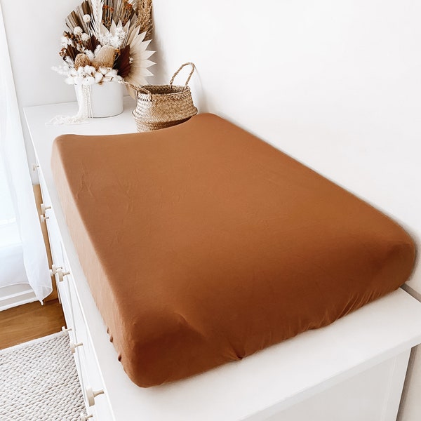 Solid Cinnamon Brown Bassinet Moses Fitted Sheet | Change Mat Cover | Change Pad Cover | Bassinet sheet Nursery Baby